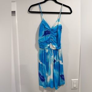 Parker Silk Spaghetti Strap V Neck Dress Rouched Top Small